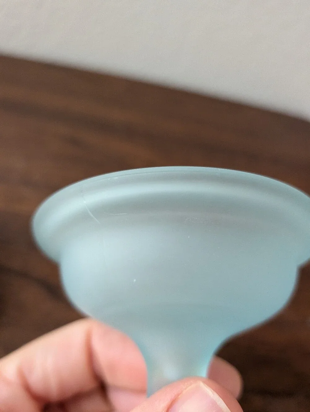 Vtg Frosted Blue Floral Pedestal Scallped Fairy Lamp Made lnTaiwan Cottagecore